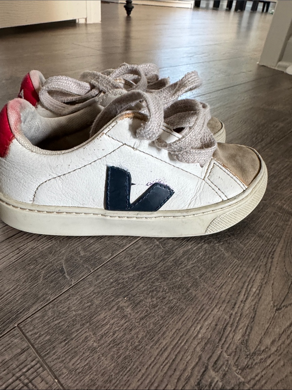 Veja Kids Sneakers with Navy Accent and red heel